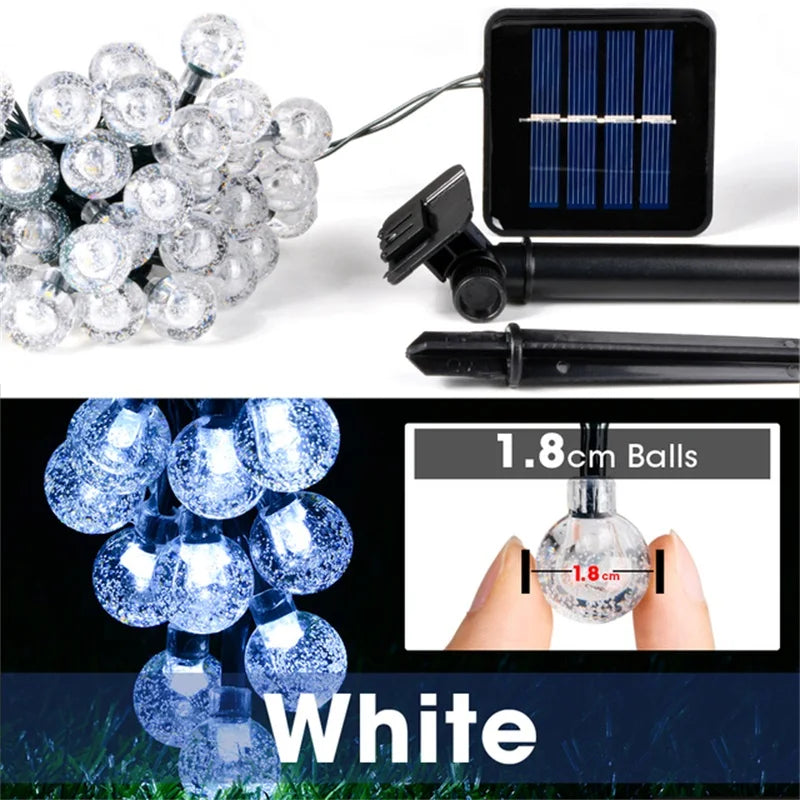 LED Solar Light String Outdoor Waterproof Christmas Decoration 200Led Crystal Ball Camping Fairy Garland Garden Party Lamp