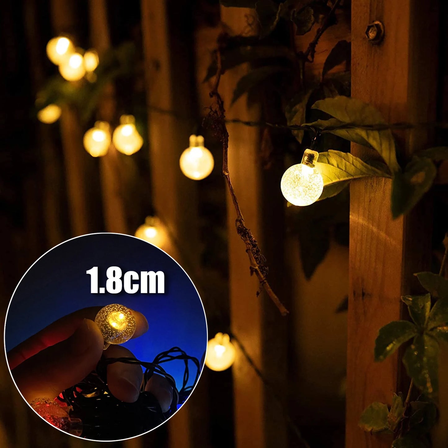 LED Solar Light String Outdoor Waterproof Christmas Decoration 200Led Crystal Ball Camping Fairy Garland Garden Party Lamp