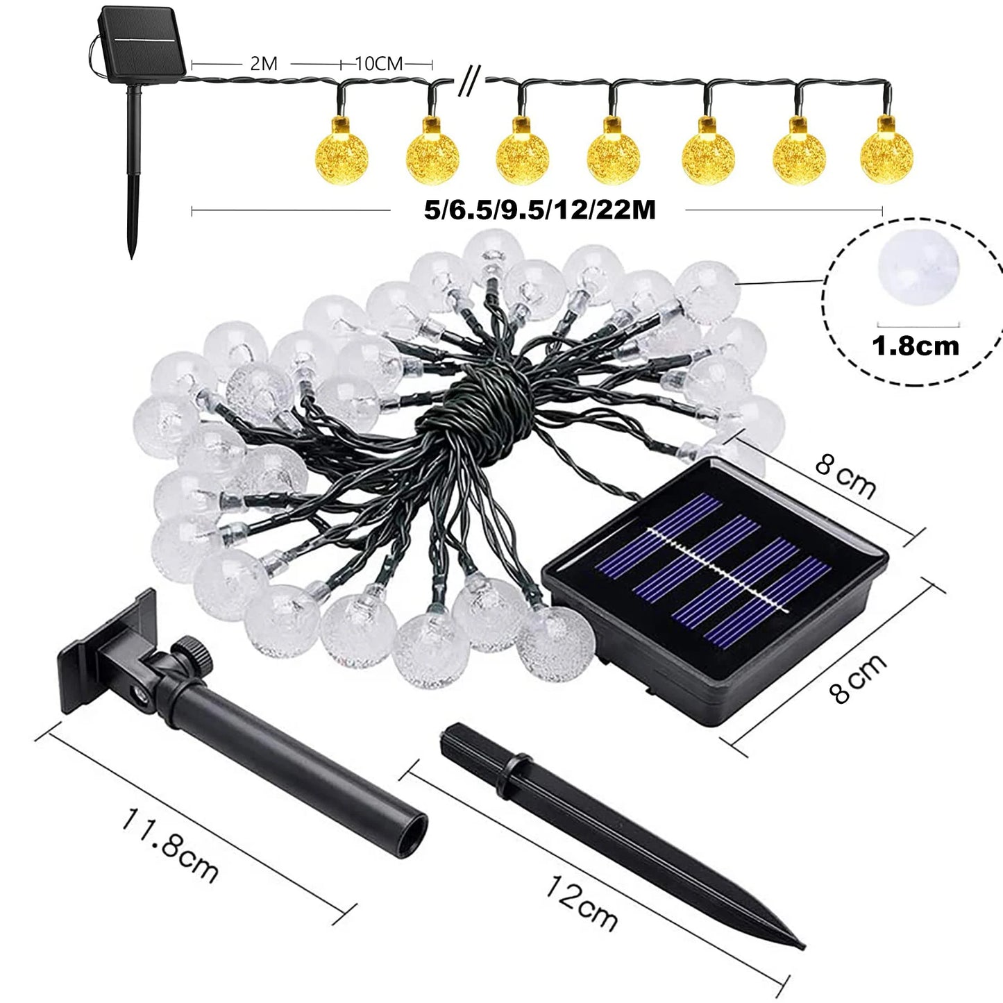 LED Solar Light String Outdoor Waterproof Christmas Decoration 200Led Crystal Ball Camping Fairy Garland Garden Party Lamp