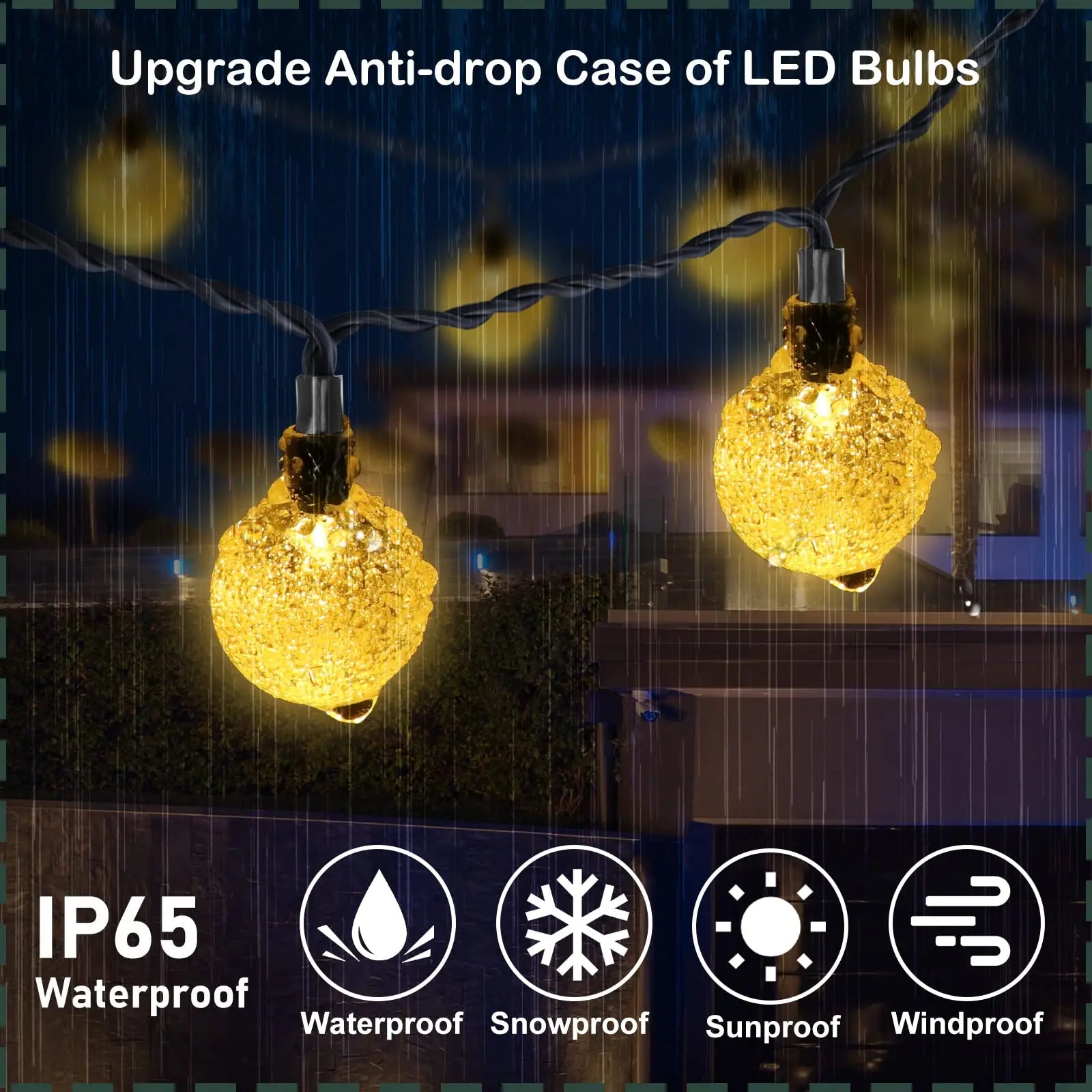 LED Solar Light String Outdoor Waterproof Christmas Decoration 200Led Crystal Ball Camping Fairy Garland Garden Party Lamp